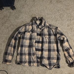 American Eagle Black and Tan Plaid Shirt